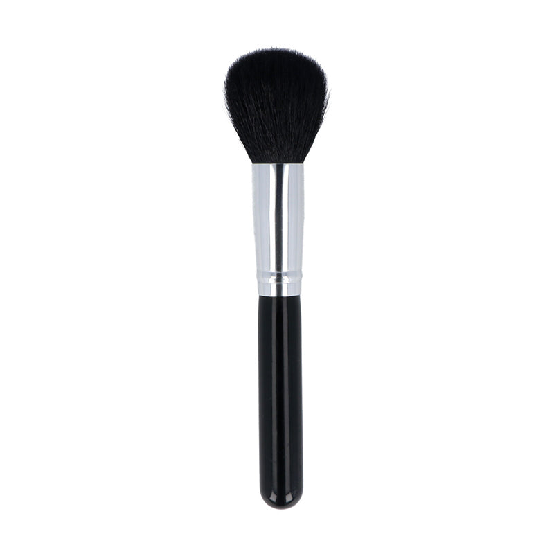 Black and silver make up brush on white background.