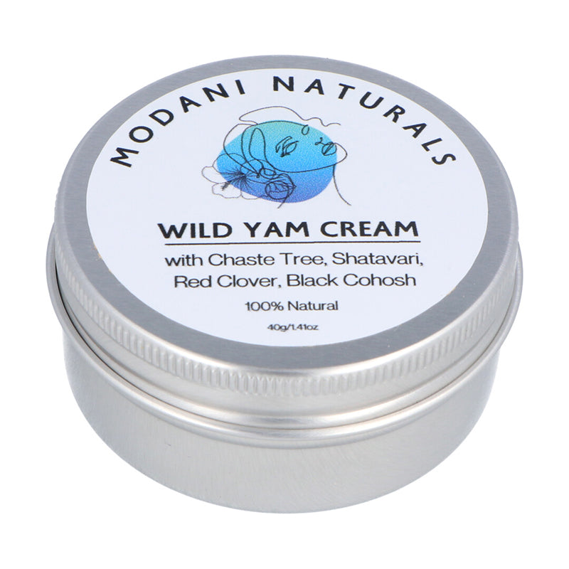 Modani Naturals Wild Yam Cream in tin showing front label.