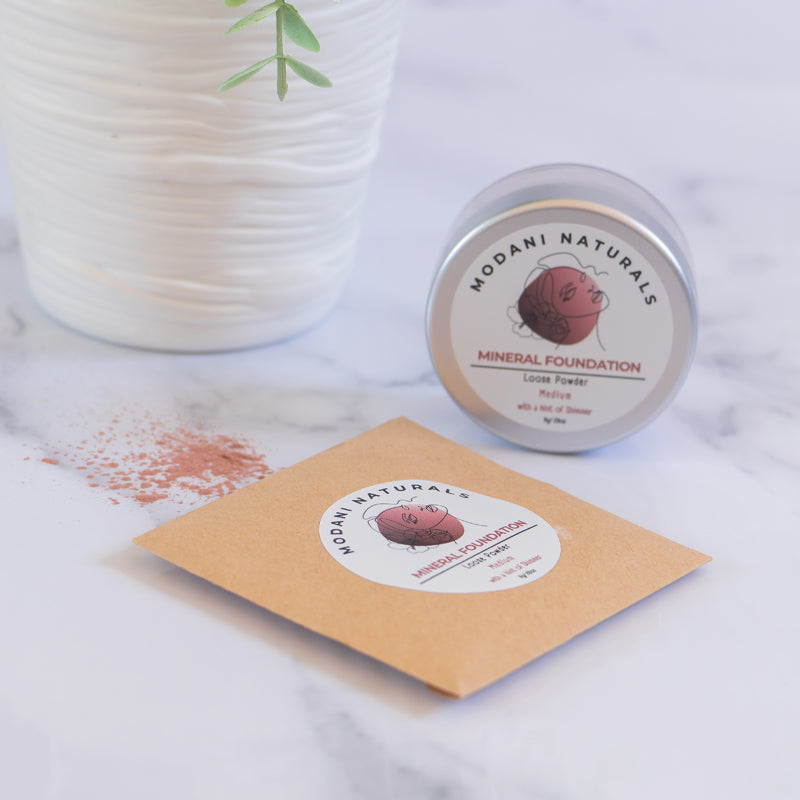 Mineral Foundation Loose Powder Modani Naturals with container and refill sachet