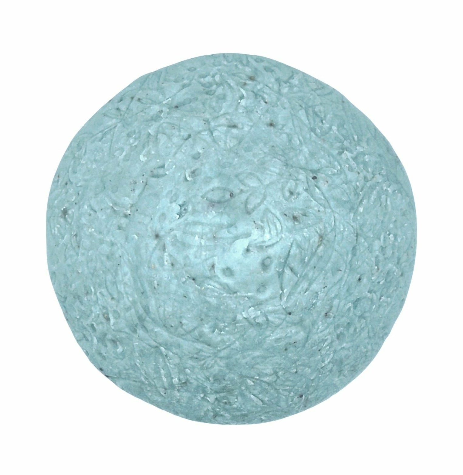 Light blue green textured ocean beauty stone on a white background