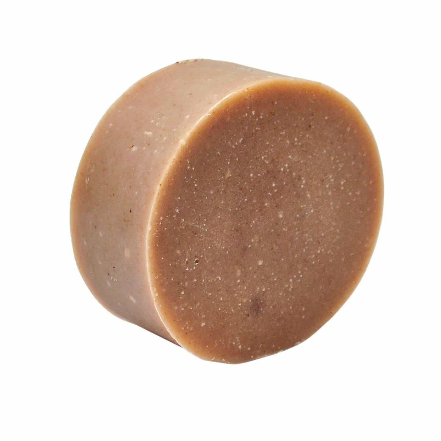 Natural rose, pink clay & hibiscus cylindrical soap bar on a white background