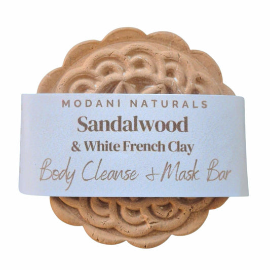 Sandalwood & White French Clay Cleanse & Mask Body Bar