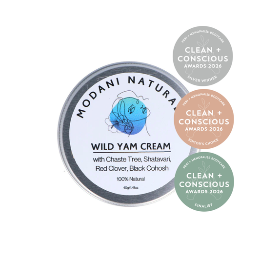 Modani Naturals Trial Size showing label and award badges on white background. 